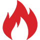 Red flame icon on a white background.